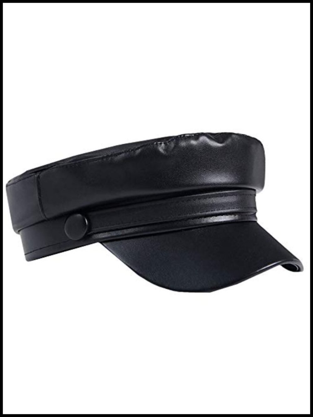 PU Leather Newsboy Cap Fiddler Hat Retro Beret for Women